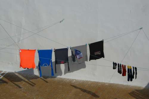 Laundry Colorful Clothes Line City Depend Clothing