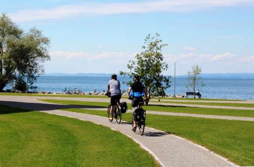 Leisure Cyclists Recovery Healthy Lakeside Mood