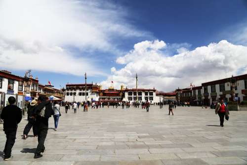 Lhasa Tibet Jokhang Temple Blue Sky The Majestic