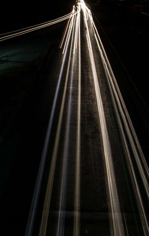 Light Motion Long Exposure Highway Traffic Night