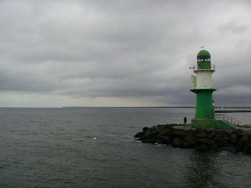 Lighthouse Sea Clouds Rain Gewitterstimmung