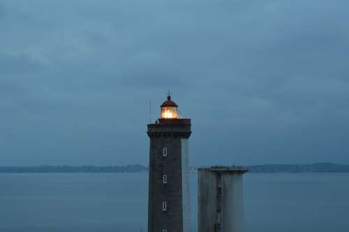 Lighthouse Brittany Light Sea Night Navigation