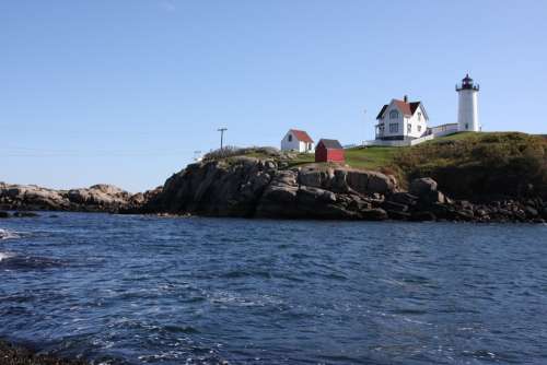 Lighthouse Nubble Maine Ocean Coast York