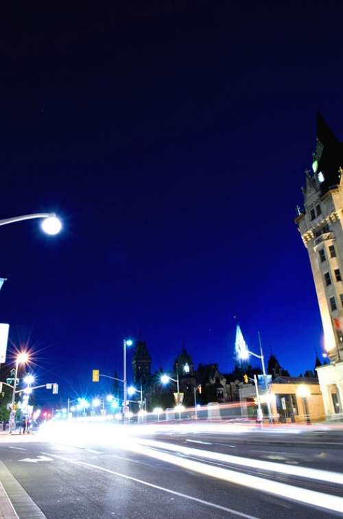Lights Light Trails Ottawa Traffic Night Glow
