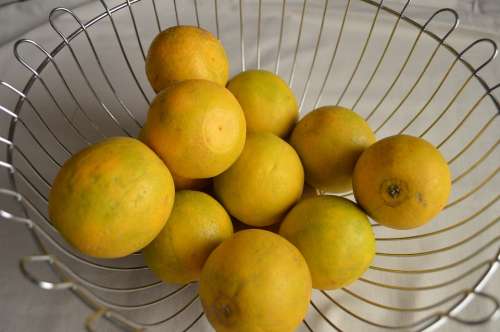 Lime Yellow Sour Citrus Basket Fruits Juicy