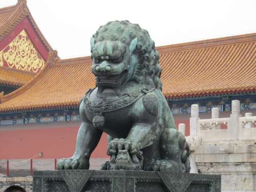 Lion Statue Copper Sculpture Monument China