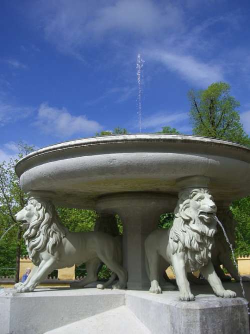 Lion Fountain Fountain Schlossgarten Hohenschwangau