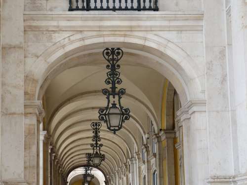 Lisbon Historic Center Portugal Architecture Arcade