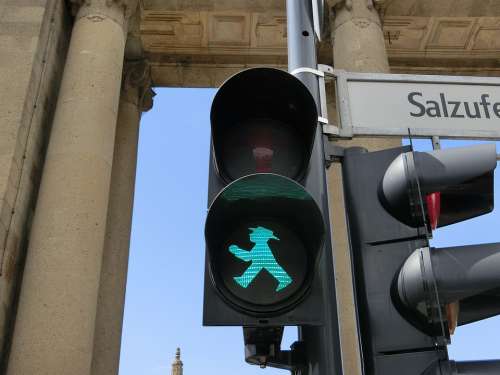 Little Green Man Green Males Traffic Lights Berlin