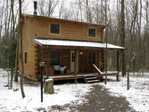 Log West Virginia Winter Cabin Cold Nature