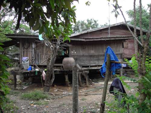 Log Cabin Old Weathered Wood Thailand Thai
