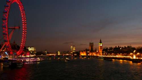 London London Eye Night Thames River Walk