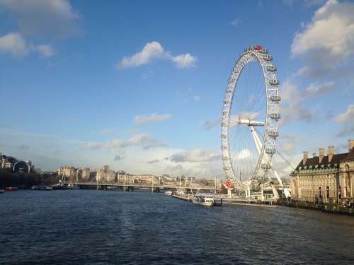 London Eye London Blue Sky Attraction Colorful