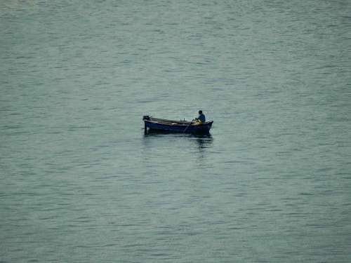 Loneliness Barca Sea Happy Thoughtful Fishing