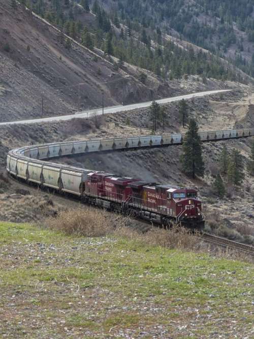 Long Train Locomotive Traffic Transportation