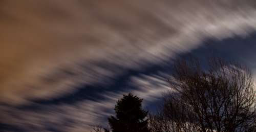 Long Exposure Clouds Night Sky