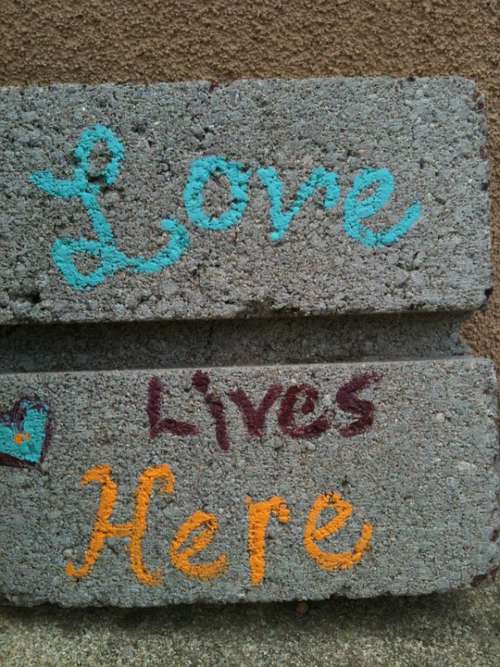 Love Brick Paint Lettering Romantic Family Sign