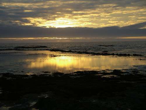 Low Tide Sunset Clouds Sky Sea Ocean Beach