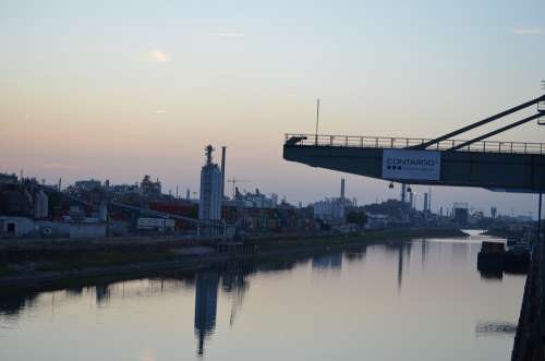 Ludwigshafen Rhine Port River Bridge Industry