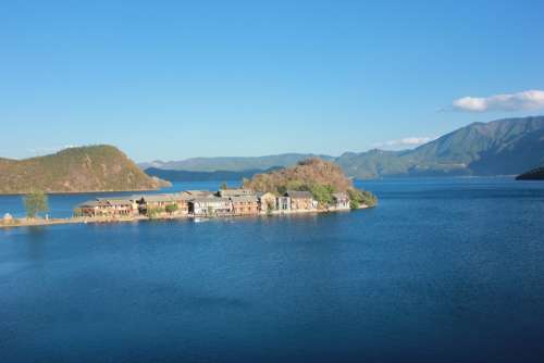 Lugu Lake Lake Blue Sky Sky Lijiang The Scenery