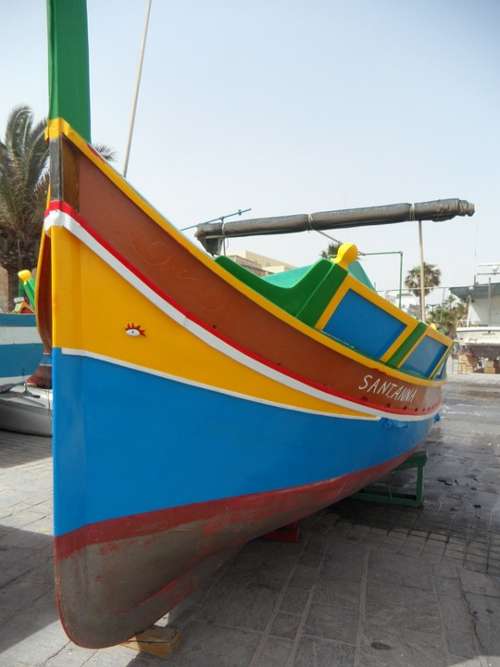 Luzzu Fishing Boat Colorful Boat Malta Marsaxlokk