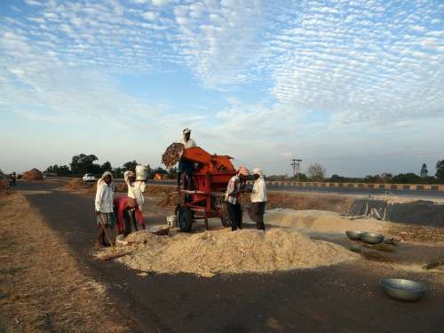 Machine Winnowing Sorghum Jowar Road Karnataka