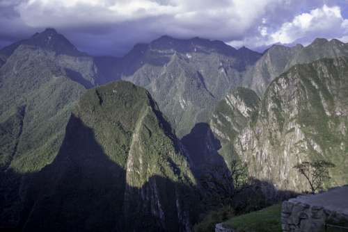 Machu Picchu Peru Mountains Clouds Foothills