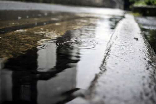 Macro Puddle Rain Raindrops Seasons Water Element