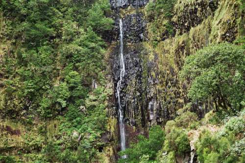 Madeira Waterfall Highlands Mountains Summit
