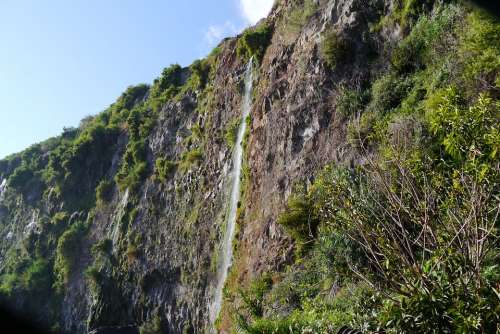 Madeira Rock Water Waterfall Cliffs Sea Atlantic