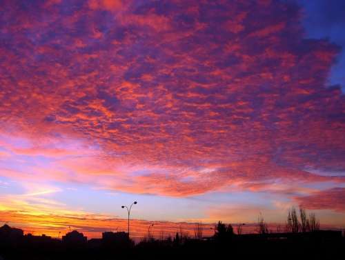 Madrid Dawn Clouds Sky Light Wallpaper Contrast