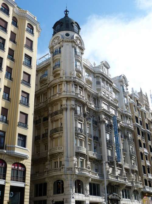Madrid Road Spain Building House Facade City