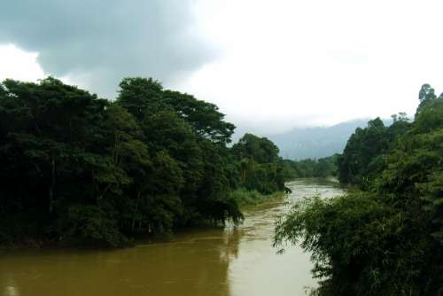 Mahaweli River River Green Trees Sky Cloudy Sky
