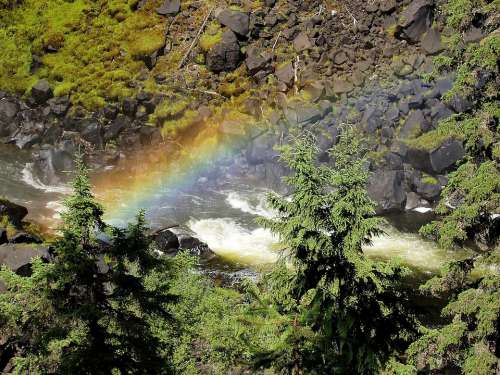 Mahood River Rainbow Water Scenery Nature