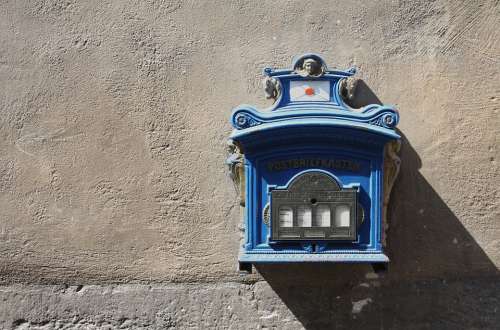 Mailbox Letter Boxes Post Blue Old Würzburg