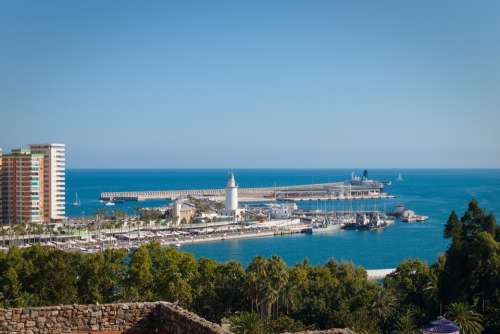 Malaga Port Andalucia Spain Harbour Sea