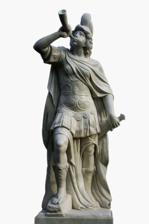 Male Roman Statue Isolated Background Detail