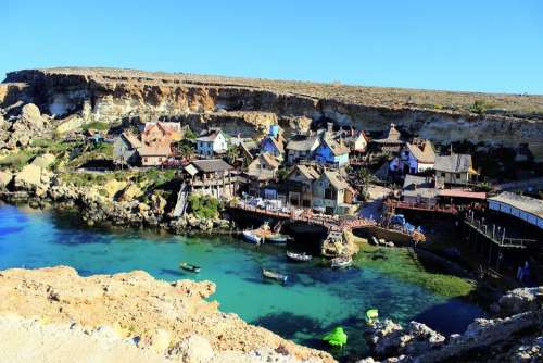 Malta Popay Village Boats Architecture Water Gozo