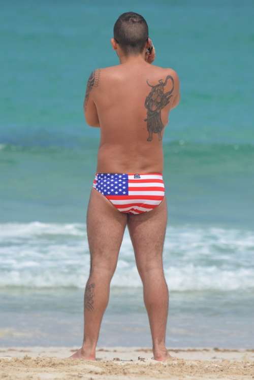 Man People Swim Shorts Usa United States