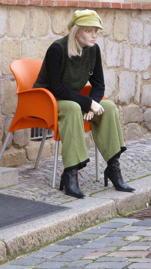 Mannequin Figure Sit Chair Sidewalk Seat Fashion