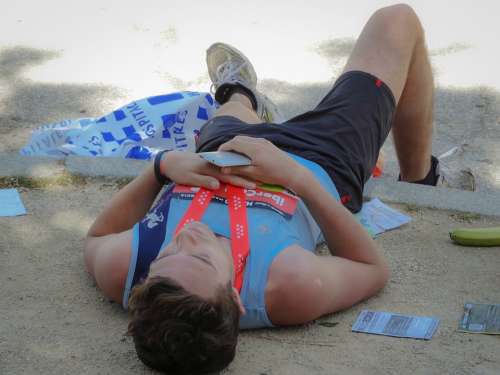 Marathon Run Corridor Madrid Win Fatigue Lying