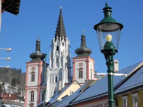 Mariazell Styria Church Downtown Street Lamp