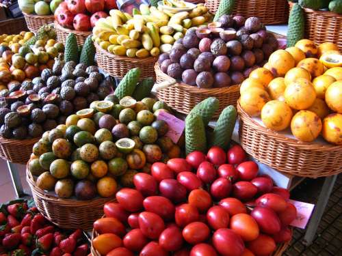 Market Fruits Colorful Exotic Overseas Madeira