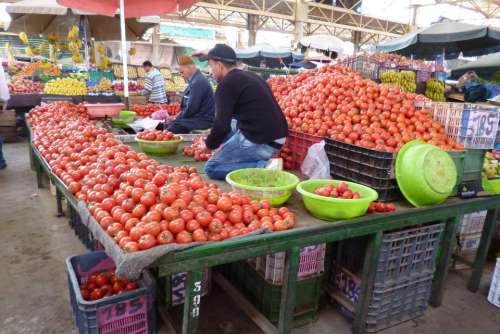 Market Bazaar Vegetables Tomatoes Food Fruit