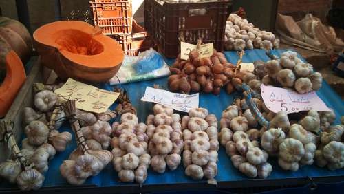 Market Garlic Pumpkin Food Fresh Vegetable