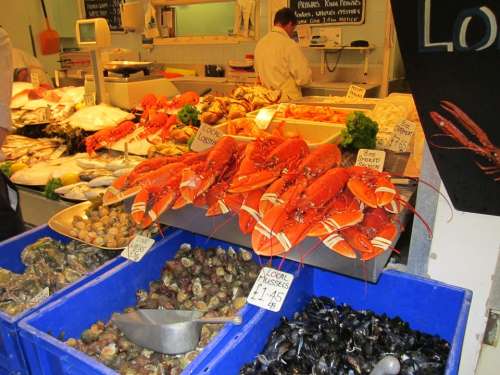 Market Stall Sea Animals Lobster Crabs Market
