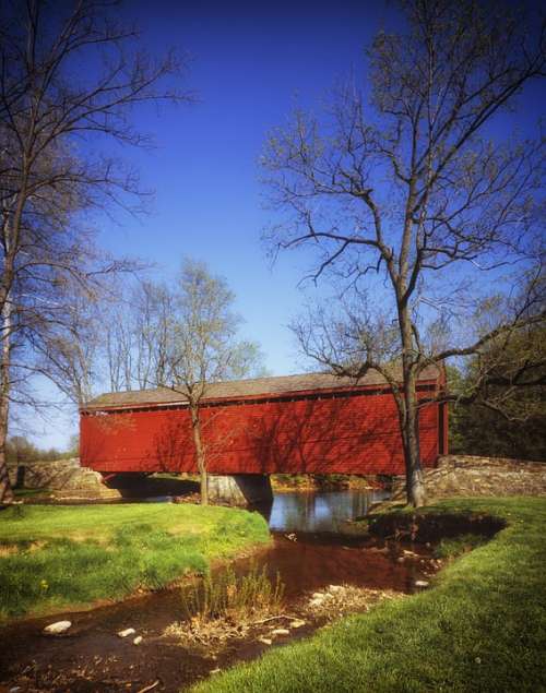 Maryland Covered Bridge Landmark Historic Stream