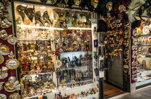 Masks Venice Masquerade Souvenirs Italy Shop