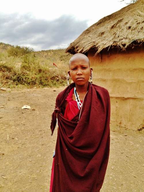 Massai Girl Woman Tanzania Boma Africa Black