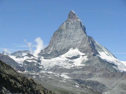 Matterhorn Switzerland Alps Mountains Clouds Sky